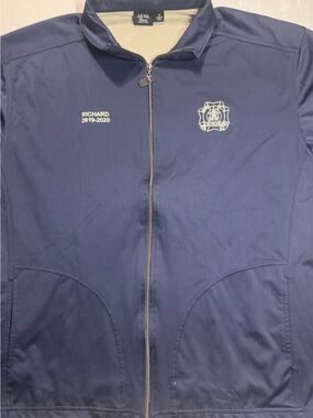 Classic Navy Lightweight Full-Zip Jacket with White Embroidery